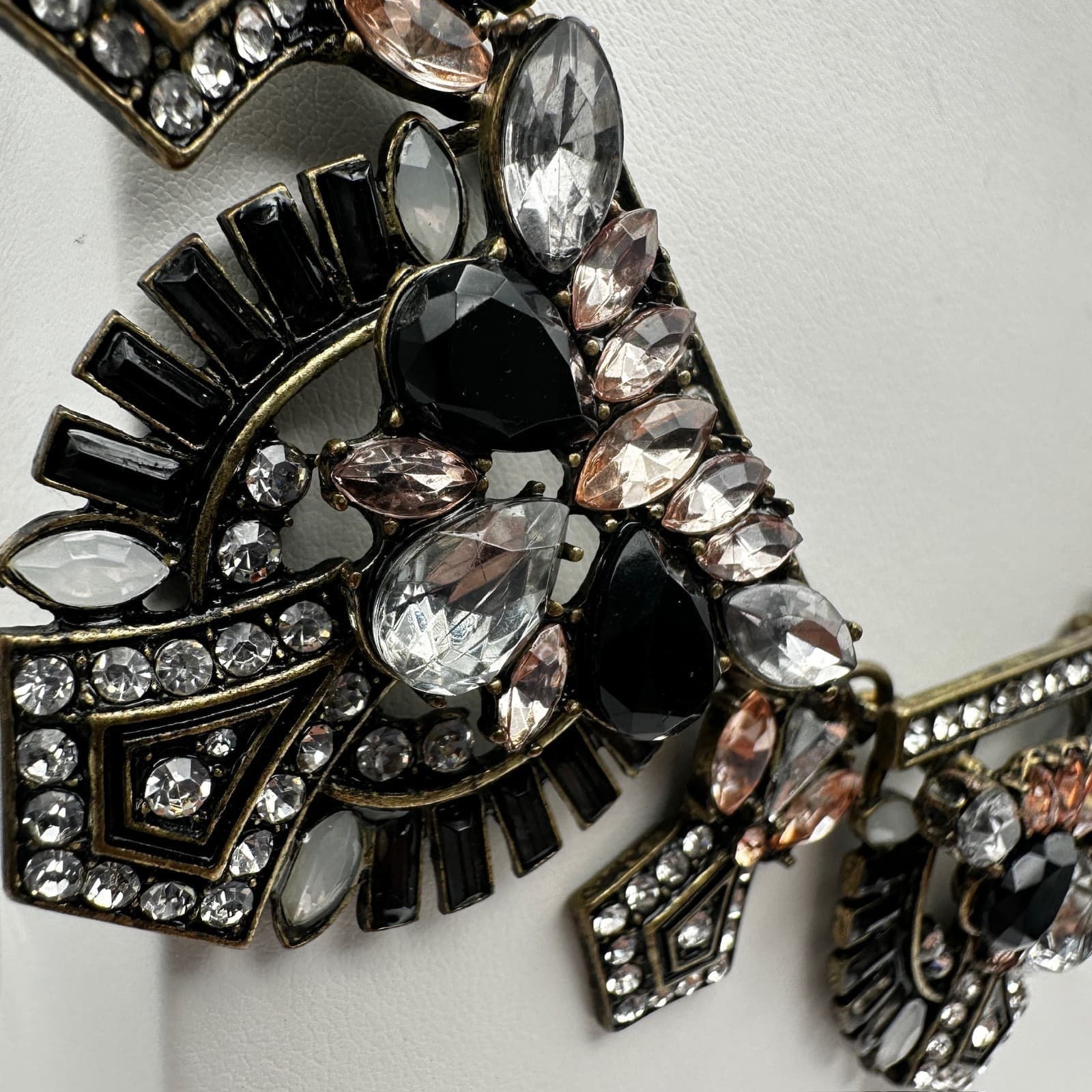 Vintage Y2K Chunky Necklace Bronze Tone Rhinestone Black Crystal Women's Jewelry - Thumbnail 10