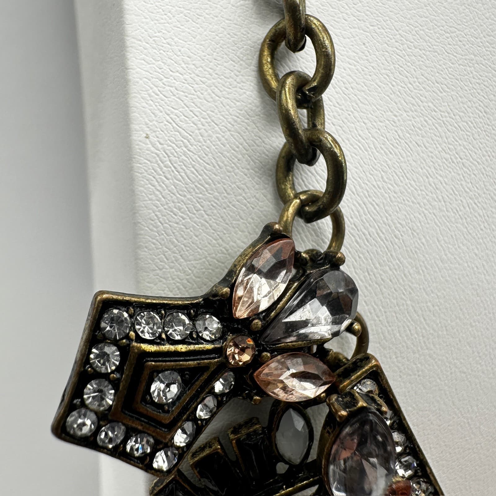 Vintage Y2K Chunky Necklace Bronze Tone Rhinestone Black Crystal Women's Jewelry - Thumbnail 9