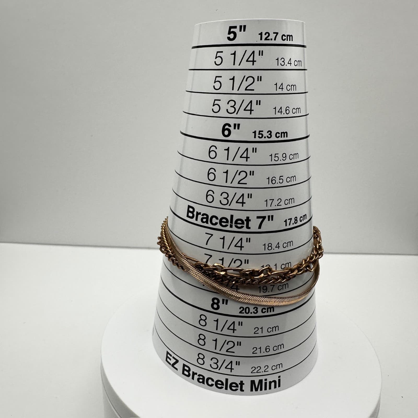 Vintage 90s Gold Tone Multi-Chain Layered Bracelets Herringbone Figaro Statement - Thumbnail 10