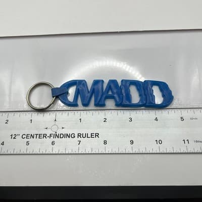 Vintage MADD Keychain Blue Rubber Mothers Against Drunk Driving Awareness Logo - Thumbnail 7
