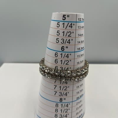 Vintage Set of 2 Clear Rhinestone Gold Tone Flex Stretch Bracelets Stackable 7" - Thumbnail 8