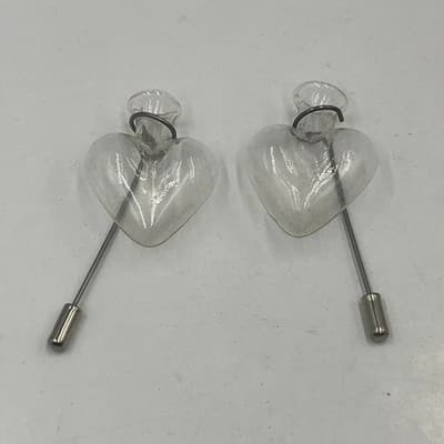 VTG Two's Company Hand Blown Glass Heart Posy Pin Bud Vase Brooch Jewelry Lot - Thumbnail 7