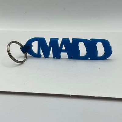 Vintage MADD Keychain Blue Rubber Mothers Against Drunk Driving Awareness Logo - Thumbnail 4