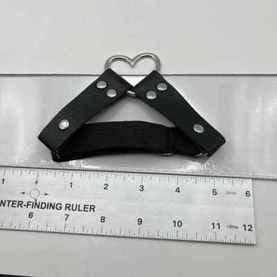 Vintage Black Faux Leather Heart Garter Belt Gothic Punk Elastic Leg Ring Toy - Thumbnail 8