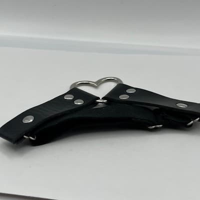 Vintage Black Faux Leather Heart Garter Belt Gothic Punk Elastic Leg Ring Toy - Thumbnail 4