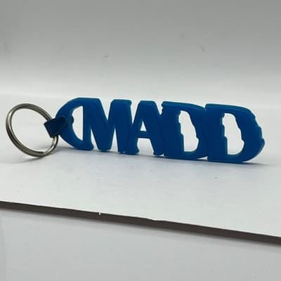 Vintage MADD Keychain Blue Rubber Mothers Against Drunk Driving Awareness Logo - Thumbnail 6