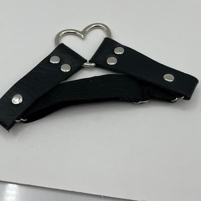 Vintage Black Faux Leather Heart Garter Belt Gothic Punk Elastic Leg Ring Toy - Thumbnail 3