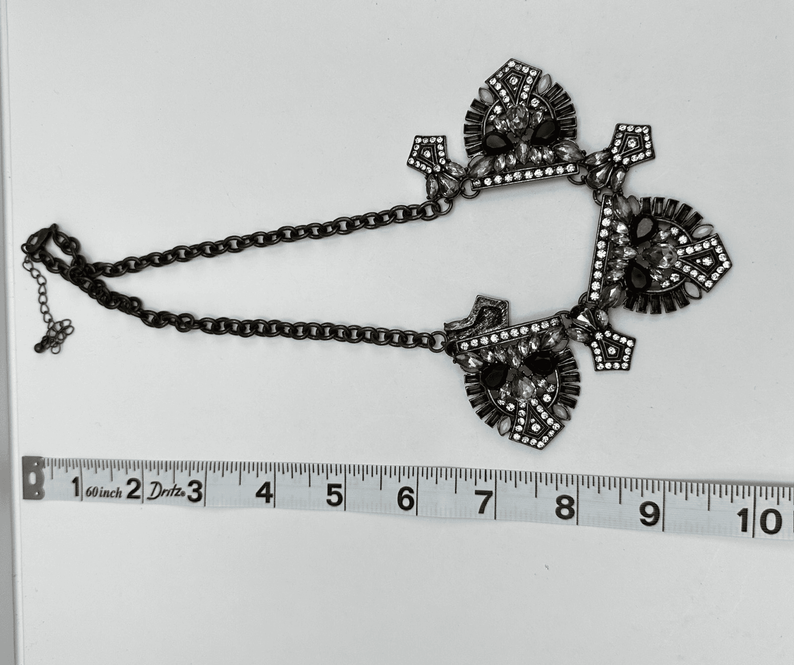 Vintage Y2K Chunky Necklace Bronze Tone Rhinestone Black Crystal Women's Jewelry - Thumbnail 15