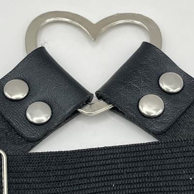 Vintage Black Faux Leather Heart Garter Belt Gothic Punk Elastic Leg Ring Toy - Thumbnail 6