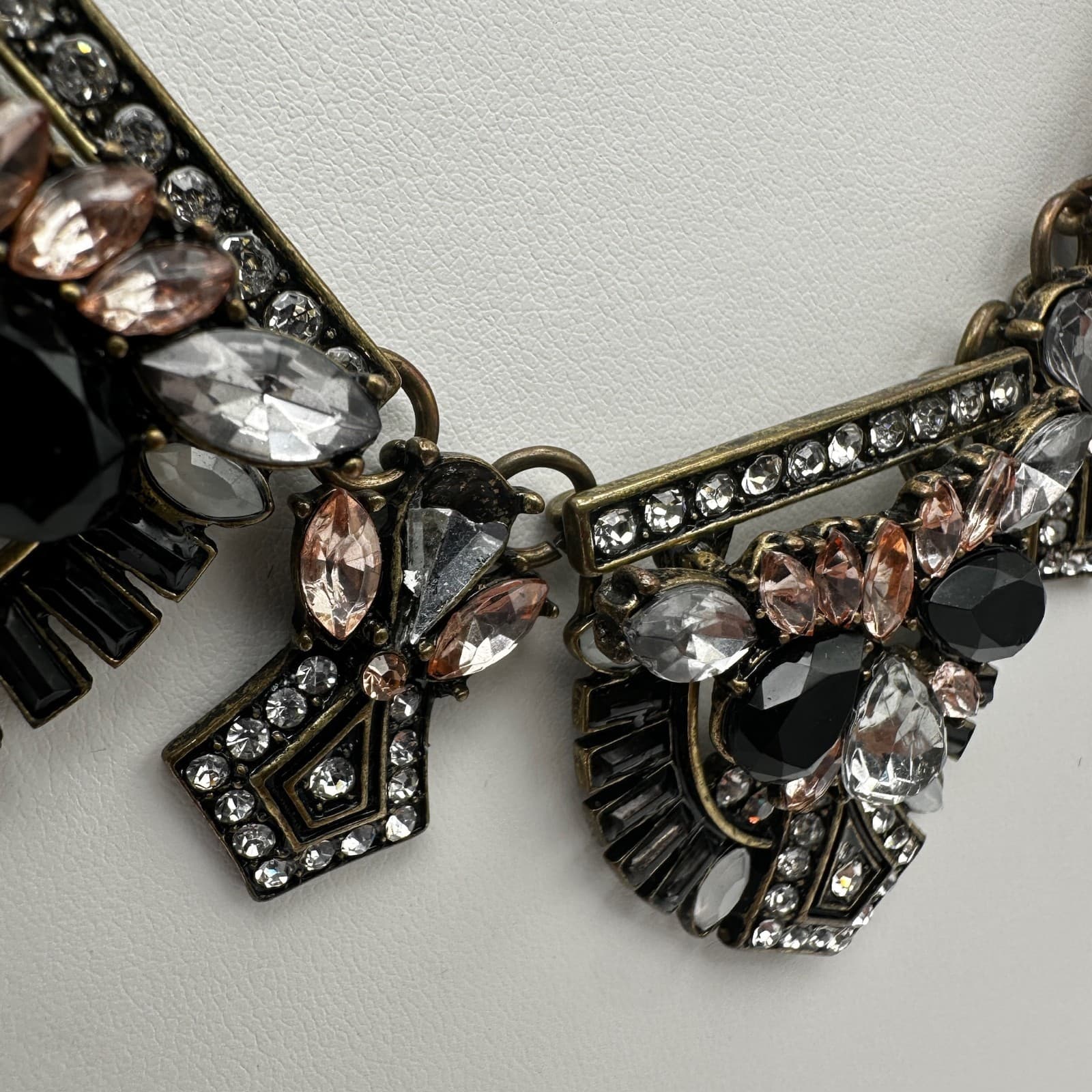 Vintage Y2K Chunky Necklace Bronze Tone Rhinestone Black Crystal Women's Jewelry - Thumbnail 13