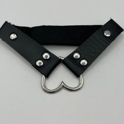 Vintage Black Faux Leather Heart Garter Belt Gothic Punk Elastic Leg Ring Toy - Thumbnail 2