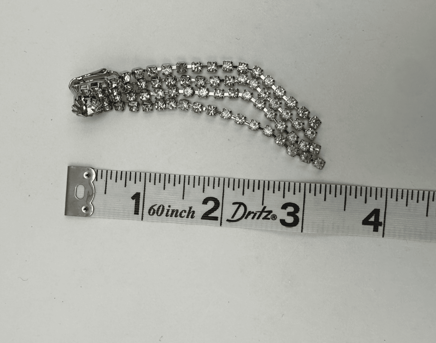 Vintage 80s Clear Rhinestone Sparkly Tassel Clip On Earrings Silver Tone Jewelry - Thumbnail 10