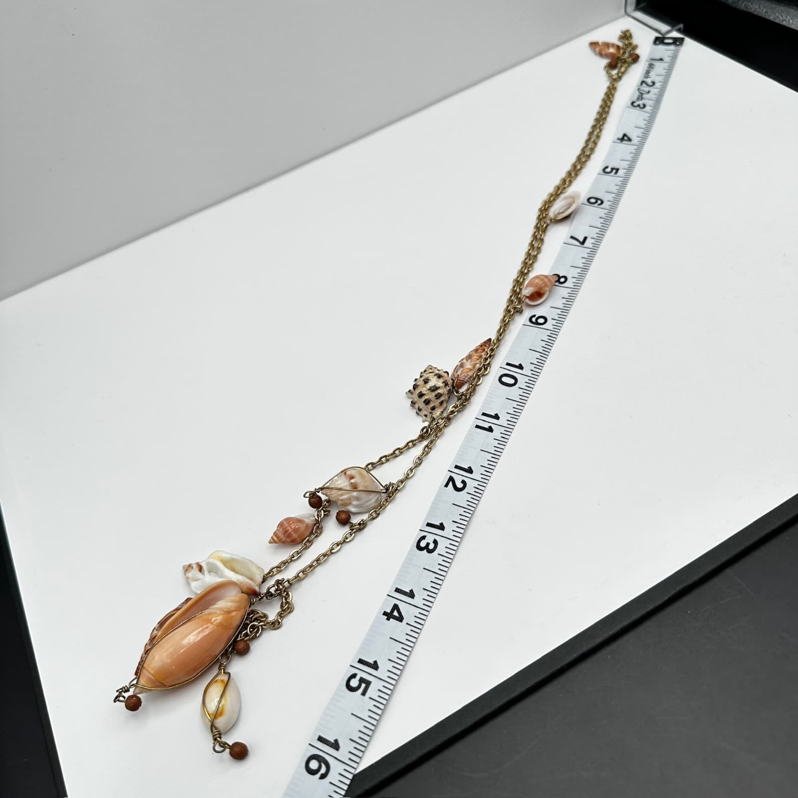 Vintage 90s cookie lee Sea Shell Charm Necklace Gold Tone Women's Jewelry - Thumbnail 12