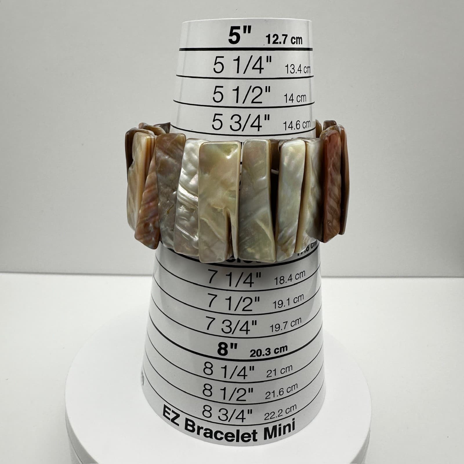 Vintage Y2K Mother of Pearl Shell Stretch Bracelet Iridescent Chunky Jewelry - Thumbnail 11