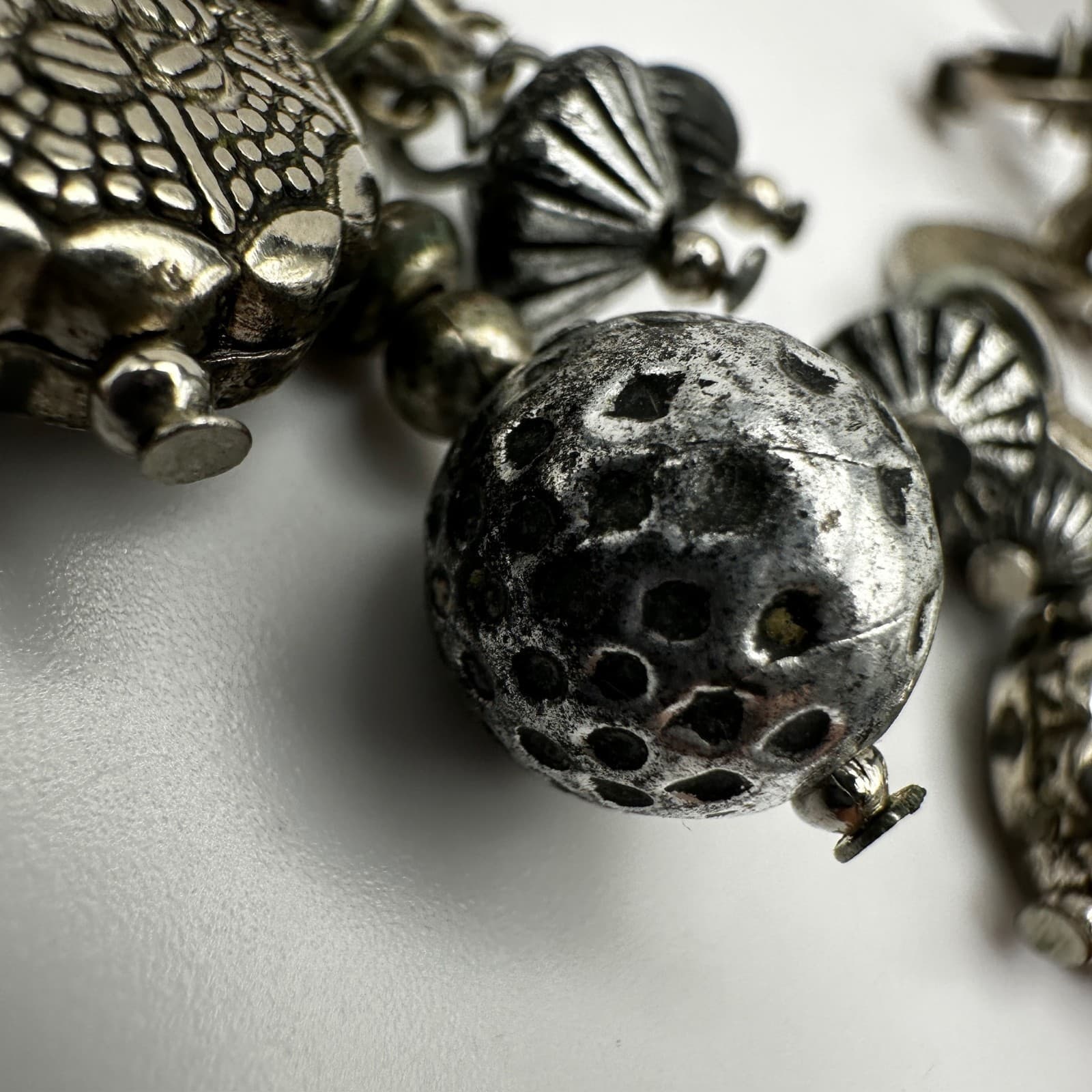 Vintage 90s Birch Hill Silver Tone Multi Charm Dangle Earrings Statement Jewelry - Thumbnail 6