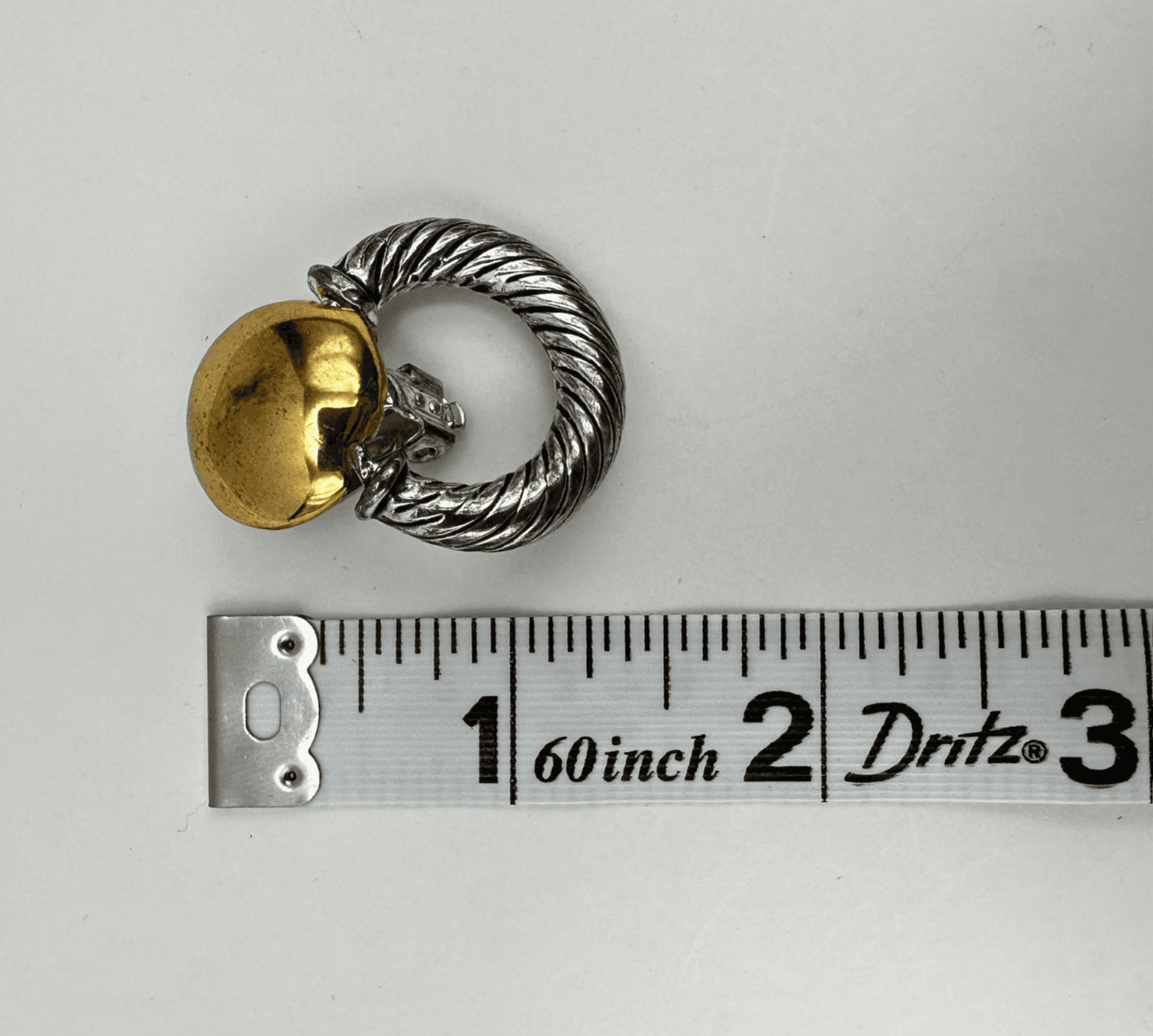 Vintage 90s Silver Gold Tone Ribbed Twisted Door Knocker Earrings Jewelry - Thumbnail 11