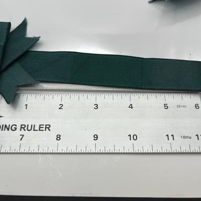 Vintage Bronze Floral Sash Pin Green Ribbon Bow Faux Pearl Brooch Made in Taiwan - Thumbnail 7