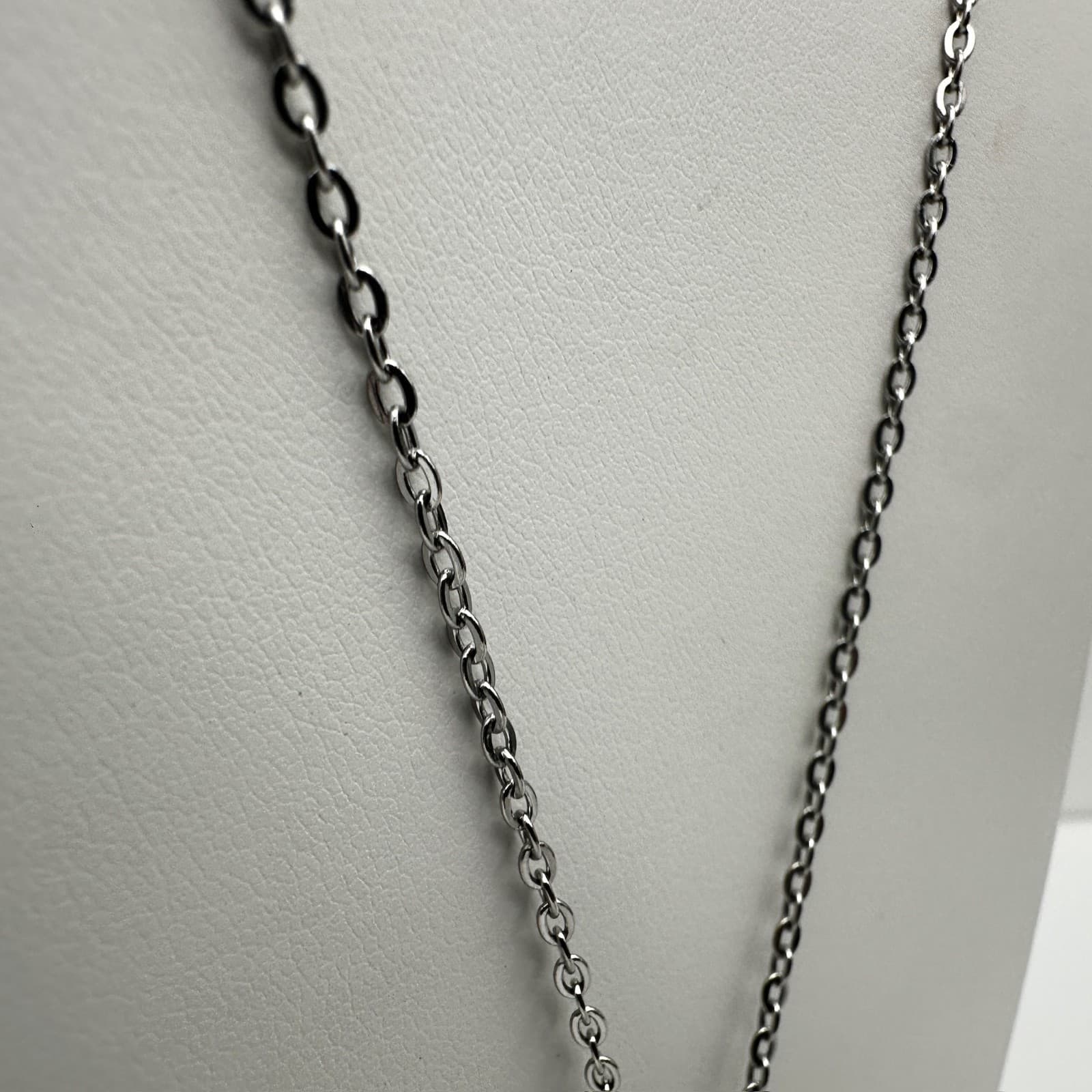 Vintage Y2K Rope Edge Floating Locket Pendant Necklace Silver Tone Jewelry - Thumbnail 5