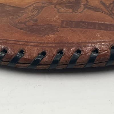 Vintage El Salvador Tazumal Leather Coin Purse Keychain Hummingbird Embossed - Thumbnail 7