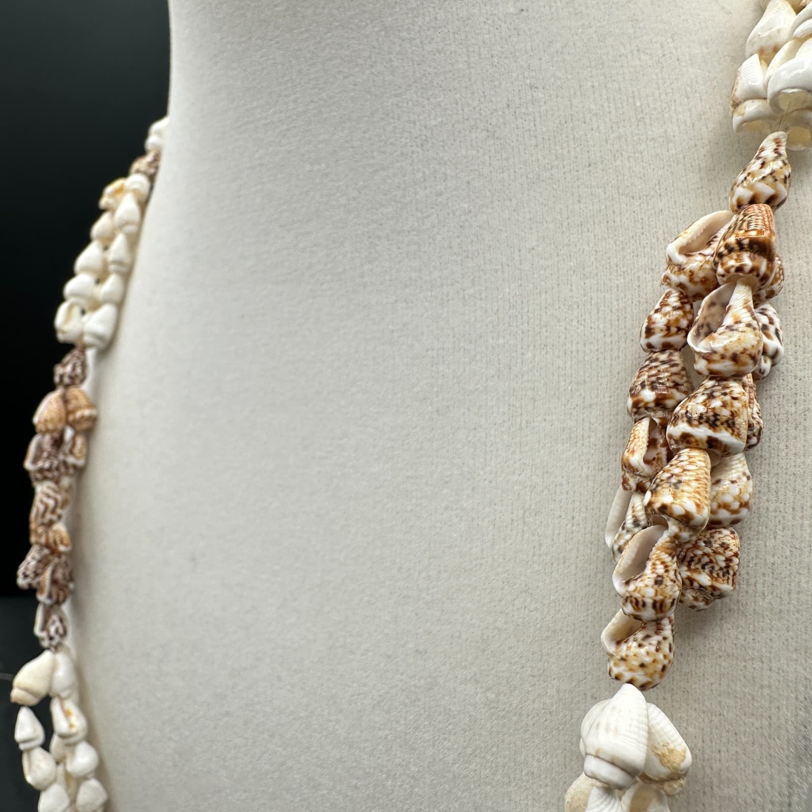 Vintage Shell Cowrie Choker Necklace Beach Statement 3-Strand 19" Hawaiian Boho - Thumbnail 6