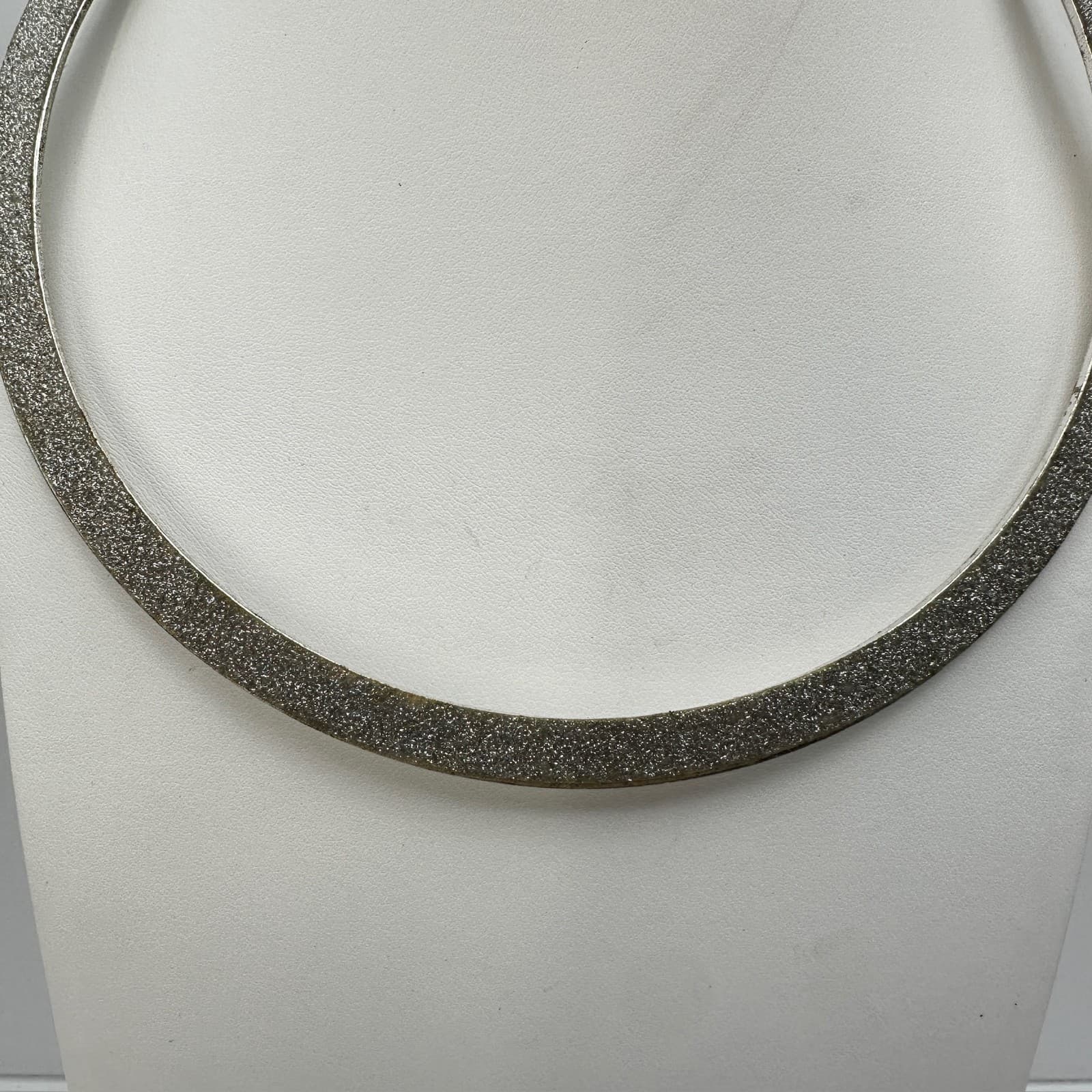 Vintage 90s Silver Tone Glitter Inlay Collar Necklace Choker Sparkle Jewelry - Thumbnail 2