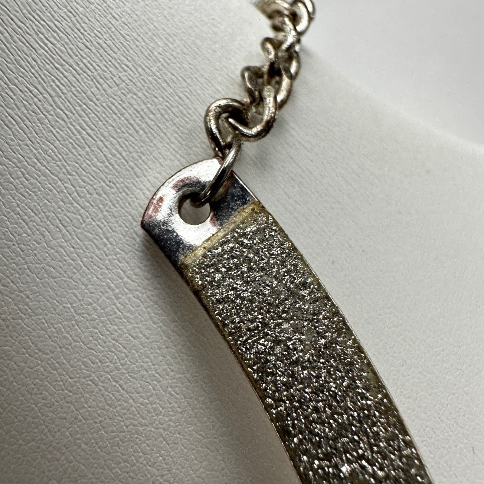 Vintage 90s Silver Tone Glitter Inlay Collar Necklace Choker Sparkle Jewelry - Thumbnail 11