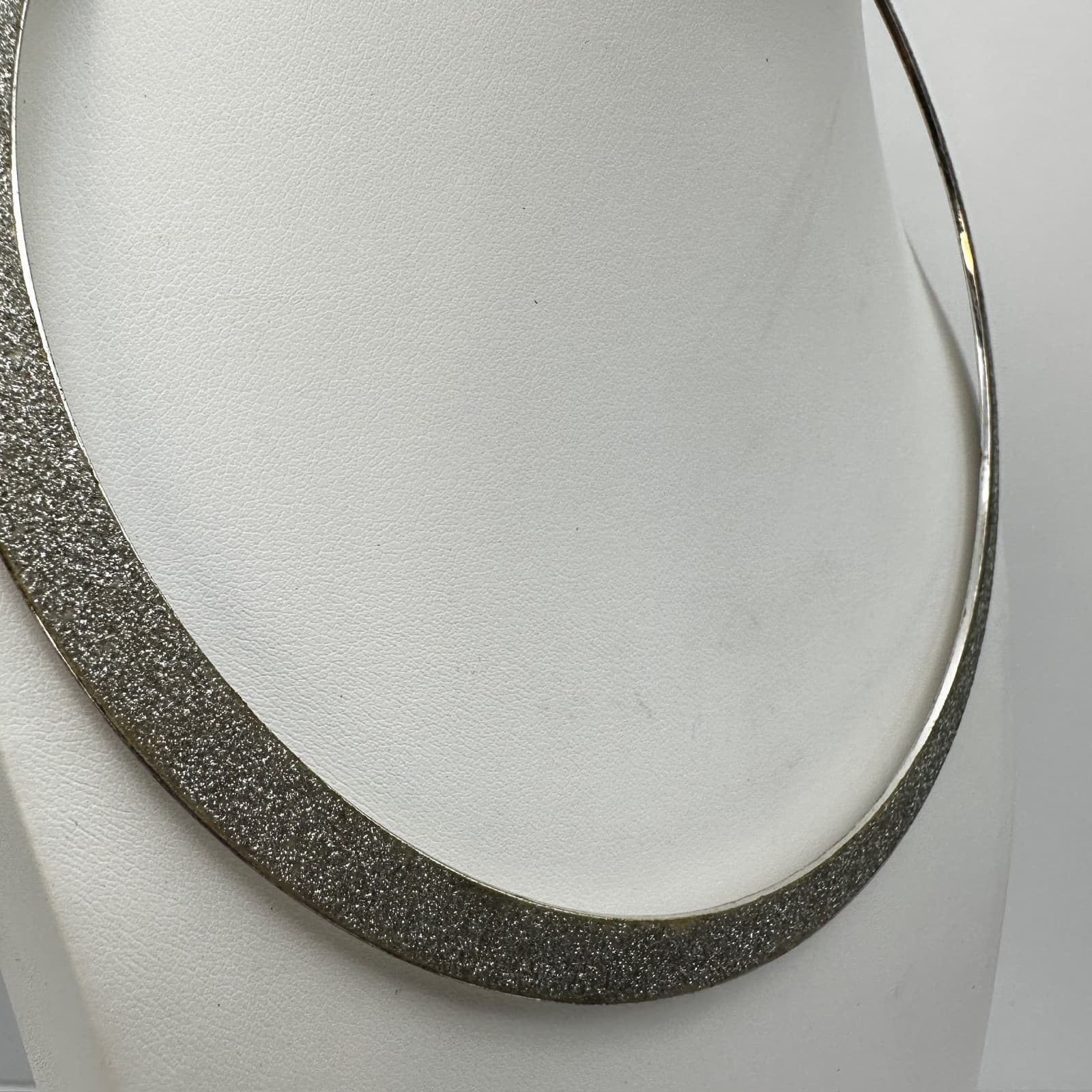 Vintage 90s Silver Tone Glitter Inlay Collar Necklace Choker Sparkle Jewelry - Thumbnail 13