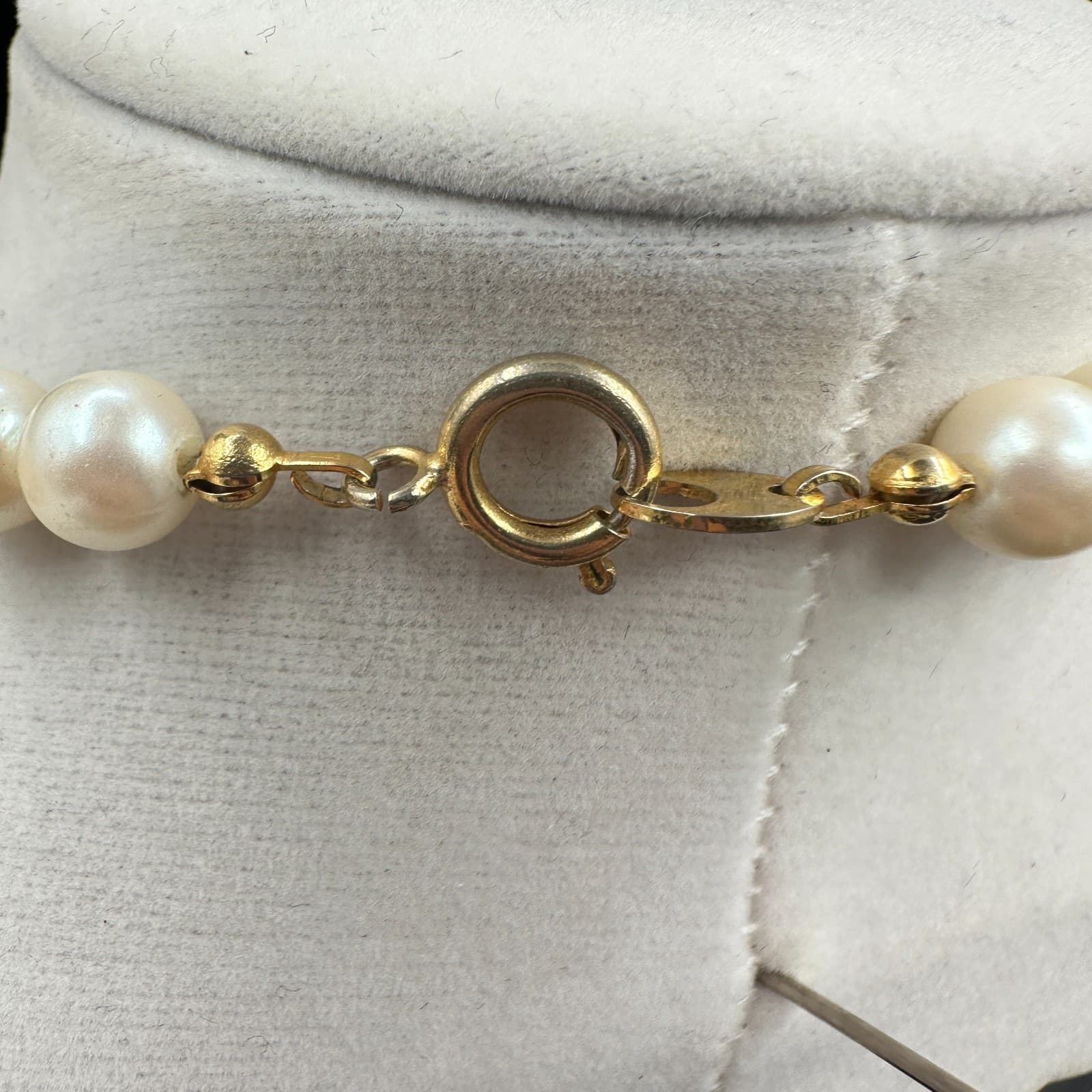 VTG Faux Pearl Necklace Black Hand Painted Floral Beads Gold Tone 14.5 in Choker - Thumbnail 8