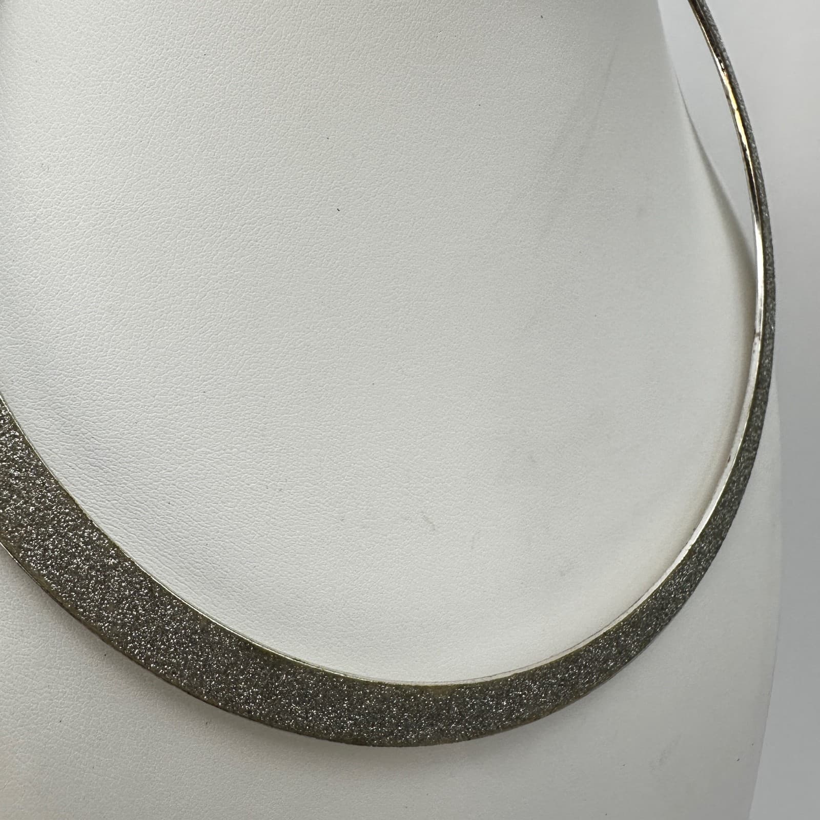 Vintage 90s Silver Tone Glitter Inlay Collar Necklace Choker Sparkle Jewelry - Thumbnail 14