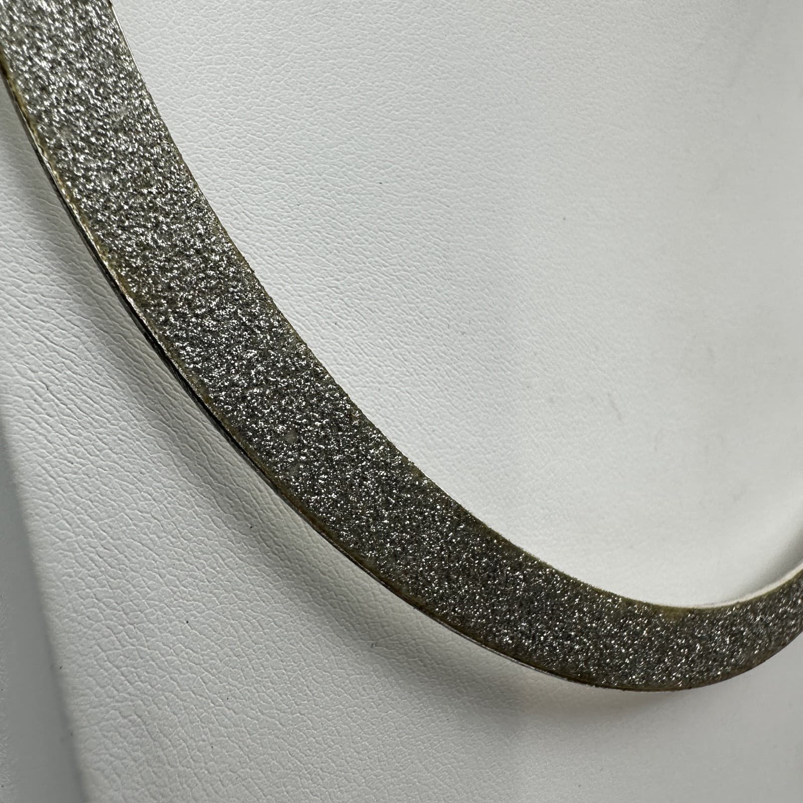 Vintage 90s Silver Tone Glitter Inlay Collar Necklace Choker Sparkle Jewelry - Thumbnail 5