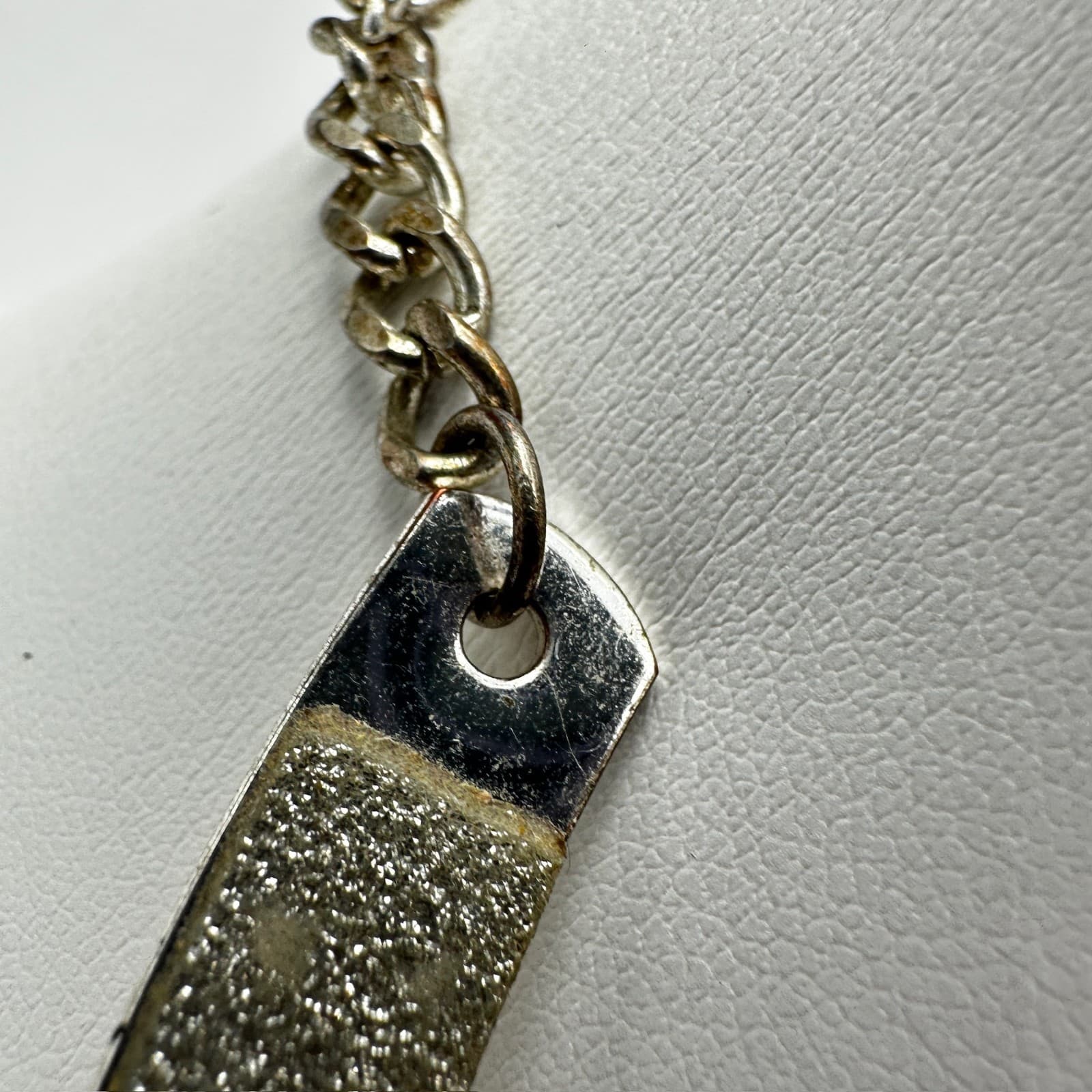 Vintage 90s Silver Tone Glitter Inlay Collar Necklace Choker Sparkle Jewelry - Thumbnail 9