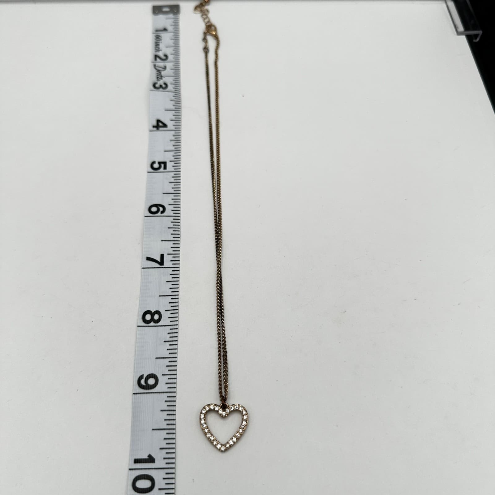 Vintage Y2K Heart Clear Crystal Pendant Necklace Gold Tone Women's Jewelry - Thumbnail 8