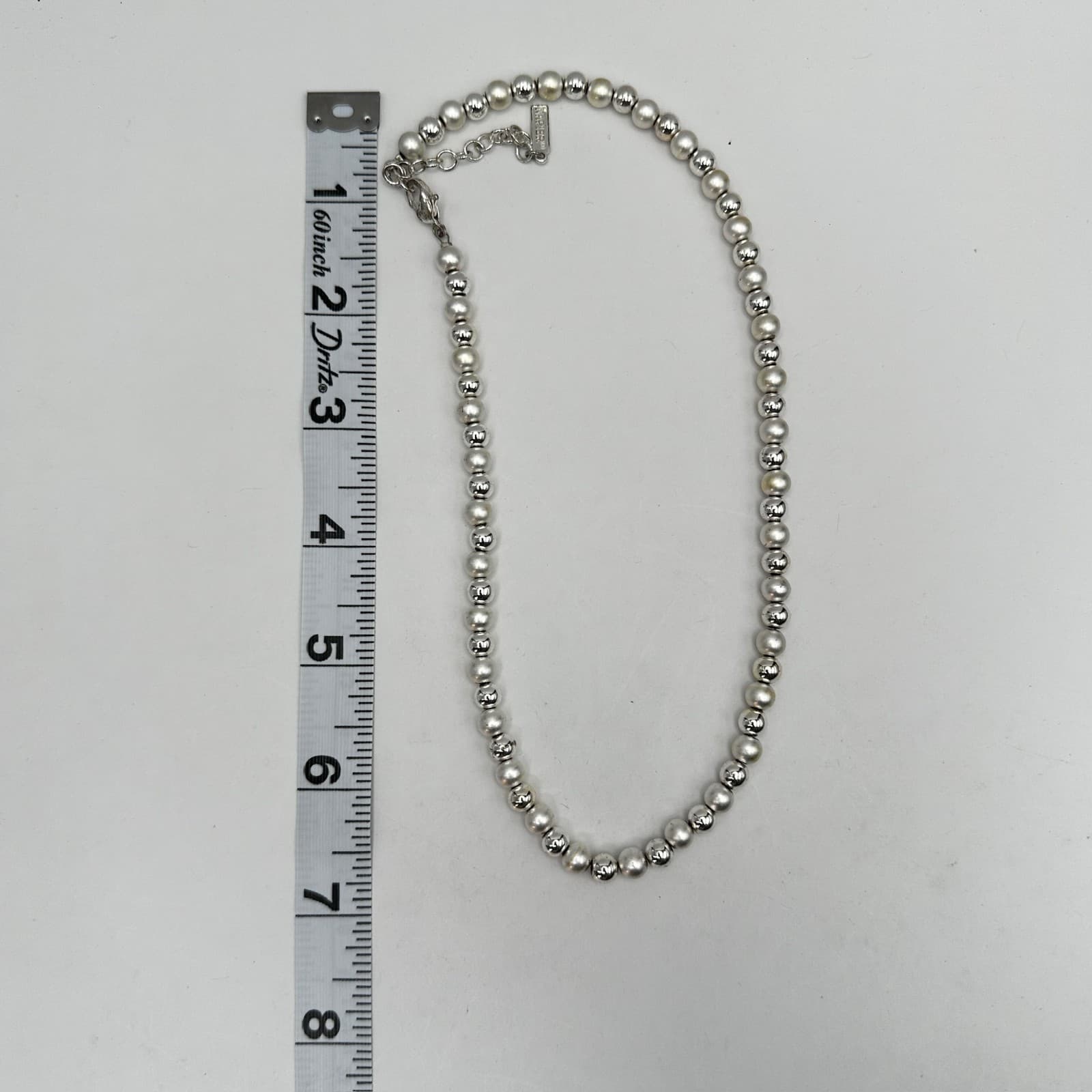 Vintage 90s Napier Ball Bead Strand Necklace Silver Tone Women's Jewelry - Thumbnail 13