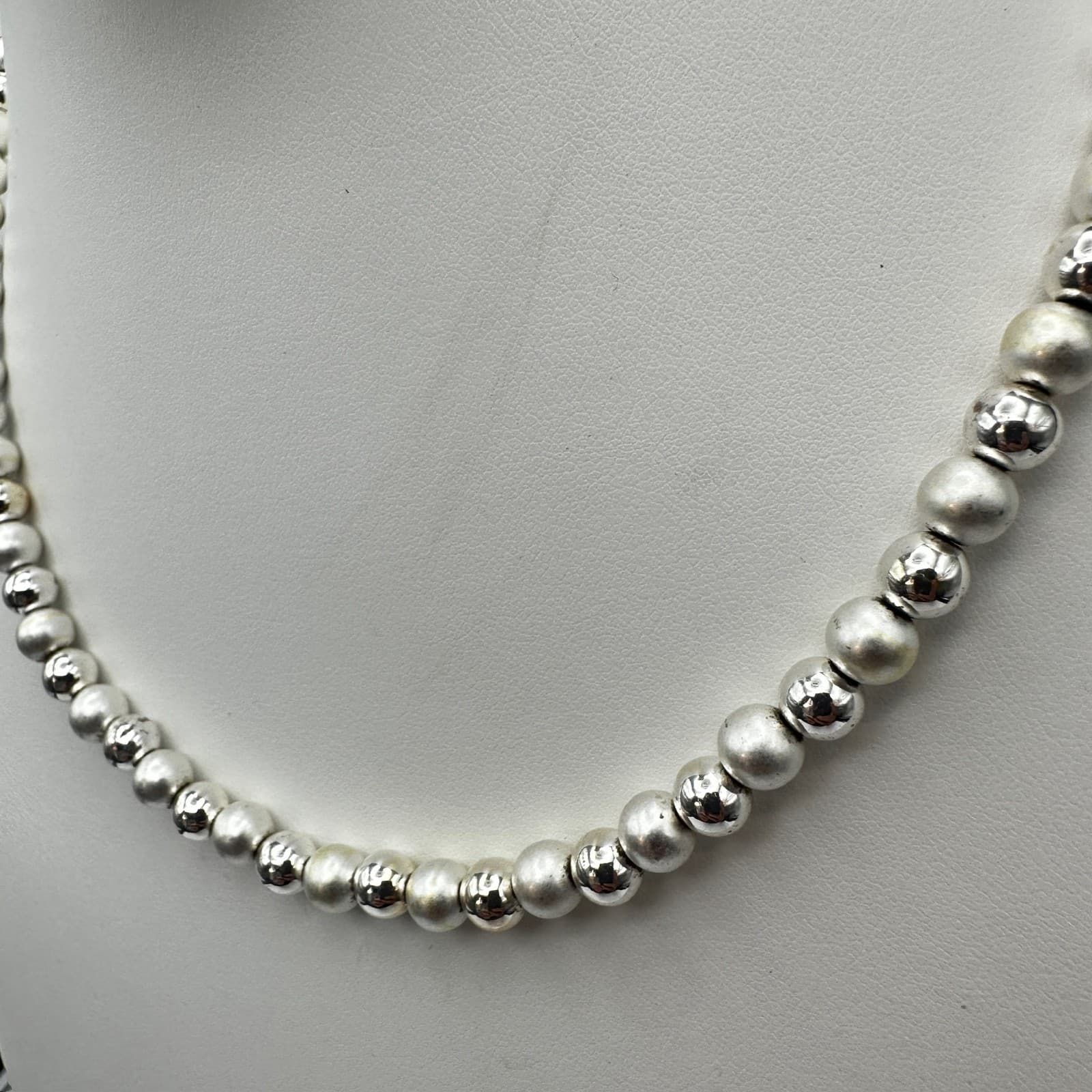 Vintage 90s Napier Ball Bead Strand Necklace Silver Tone Women's Jewelry - Thumbnail 8