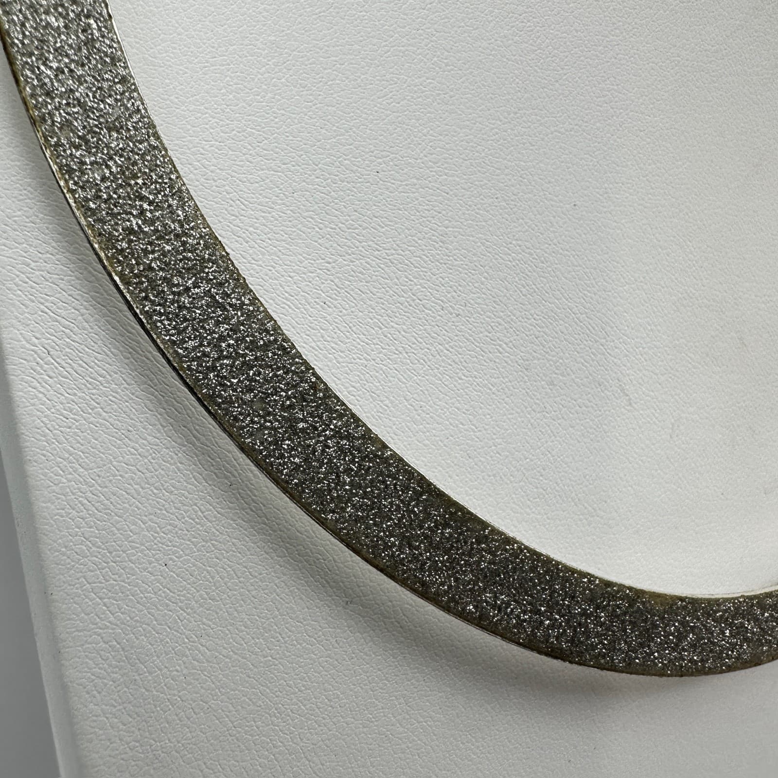 Vintage 90s Silver Tone Glitter Inlay Collar Necklace Choker Sparkle Jewelry - Thumbnail 4
