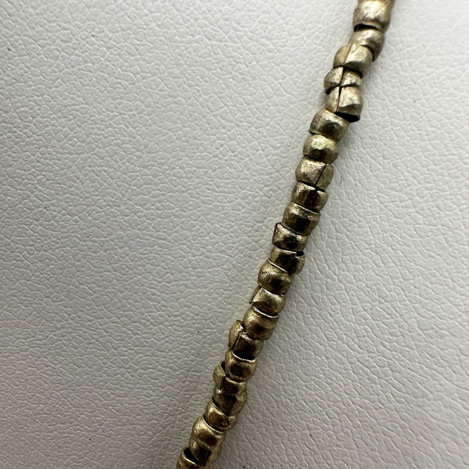 Vintage 90s Rectangular Etched Pendant Necklace Silver Tone Beads Jewelry - Thumbnail 9