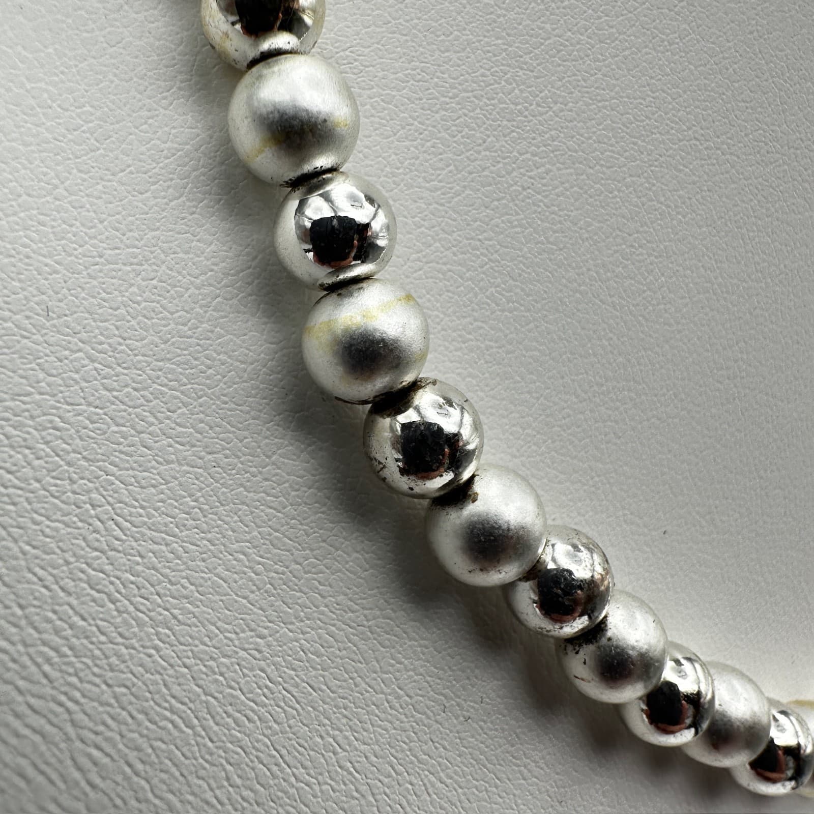 Vintage 90s Napier Ball Bead Strand Necklace Silver Tone Women's Jewelry - Thumbnail 5