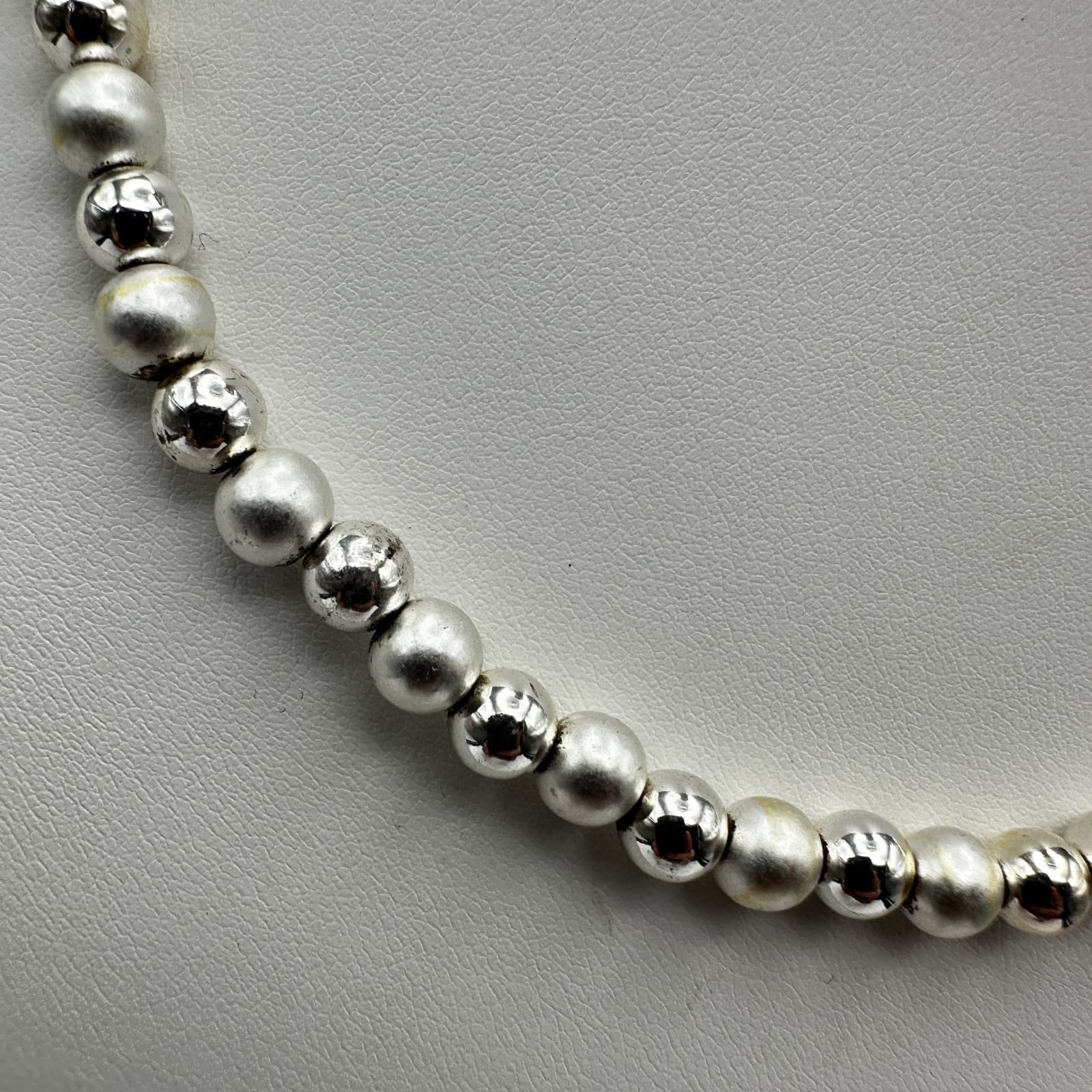 Vintage 90s Napier Ball Bead Strand Necklace Silver Tone Women's Jewelry - Thumbnail 3