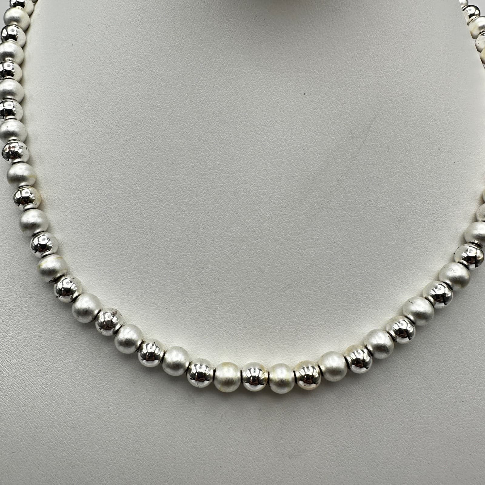 Vintage 90s Napier Ball Bead Strand Necklace Silver Tone Women's Jewelry - Thumbnail 2