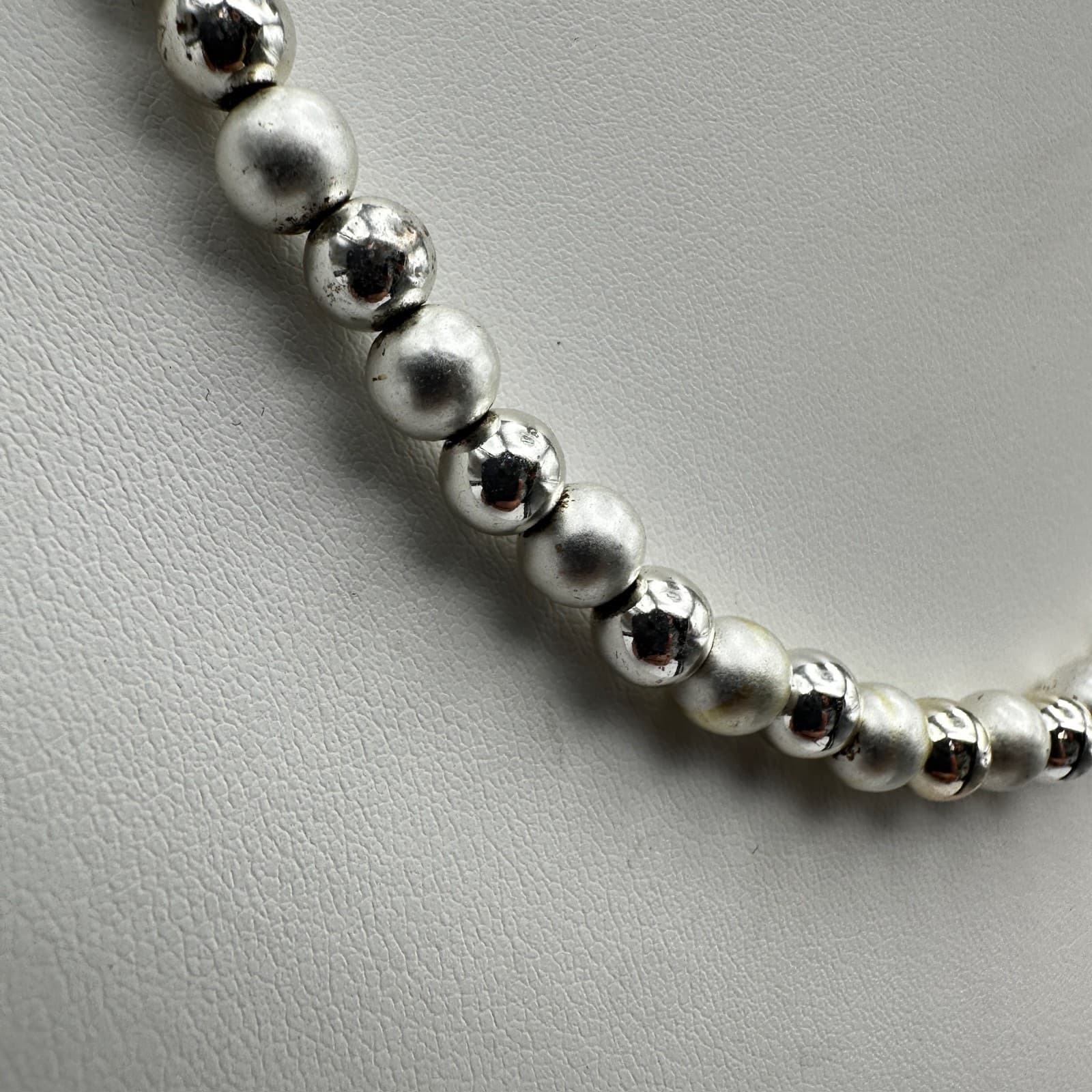Vintage 90s Napier Ball Bead Strand Necklace Silver Tone Women's Jewelry - Thumbnail 4