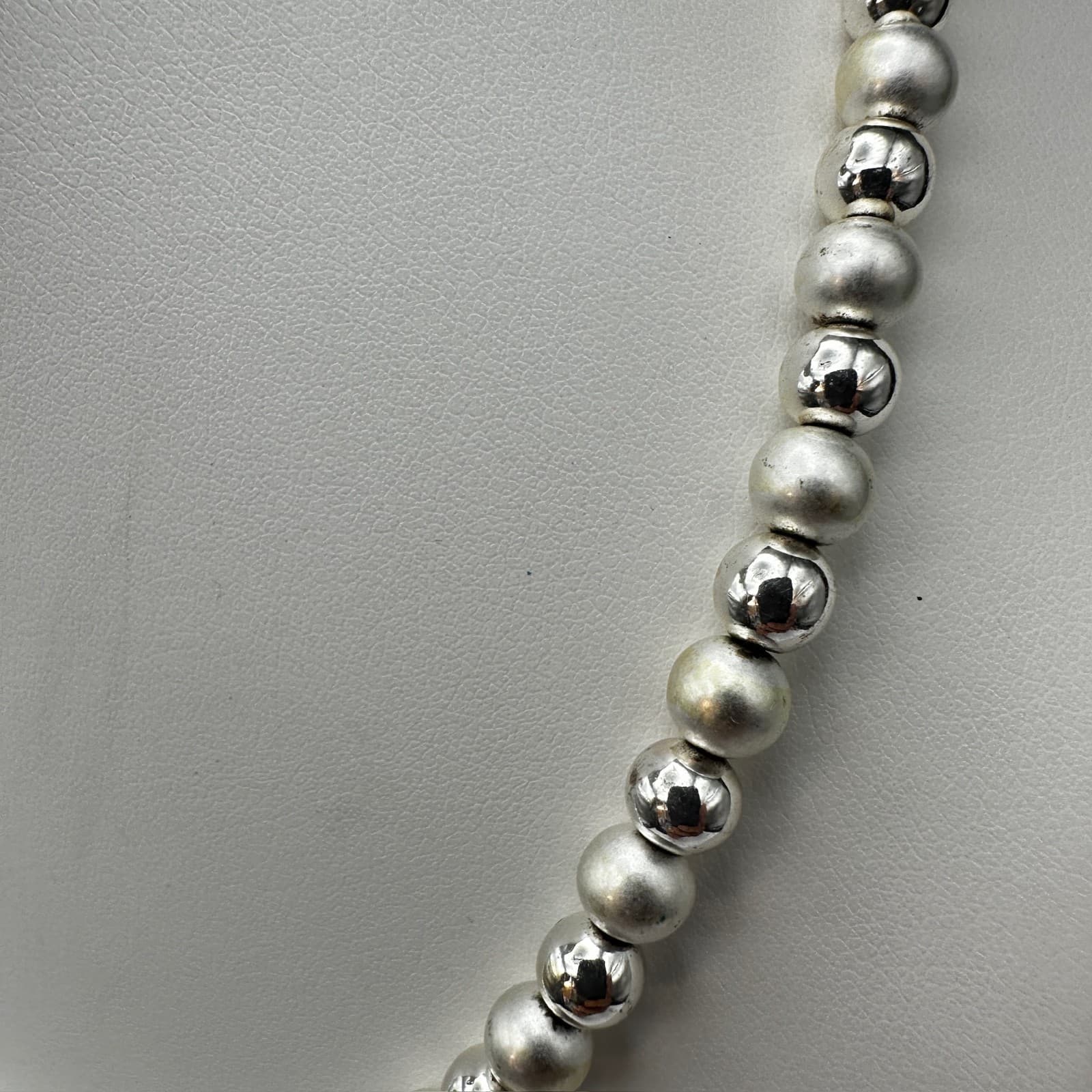 Vintage 90s Napier Ball Bead Strand Necklace Silver Tone Women's Jewelry - Thumbnail 9