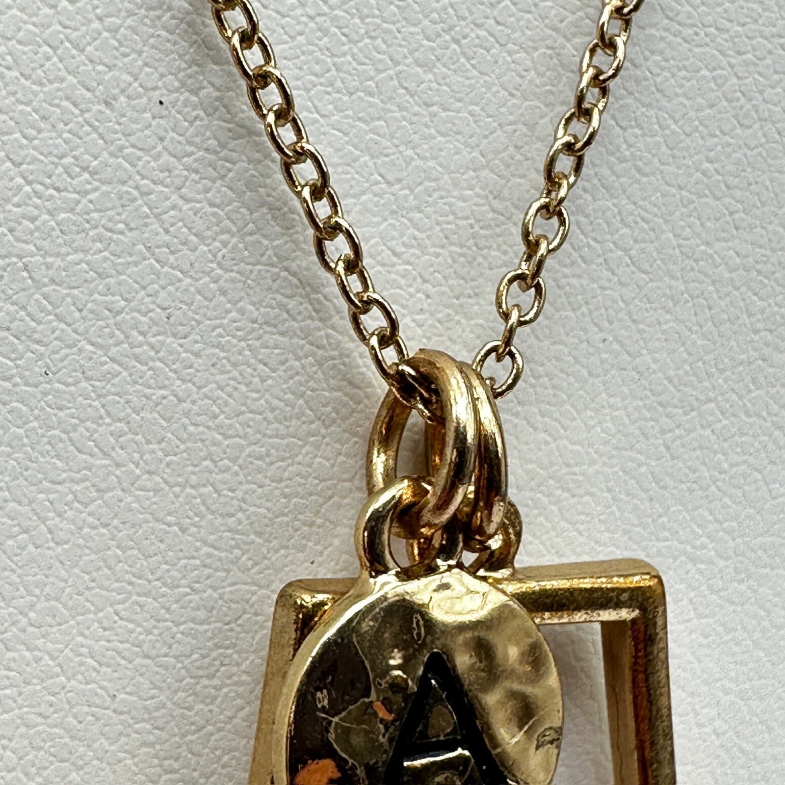 Vintage 90s Alabama State Initial A Necklace Gold Tone Boho Charm Womens Jewelry - Thumbnail 9