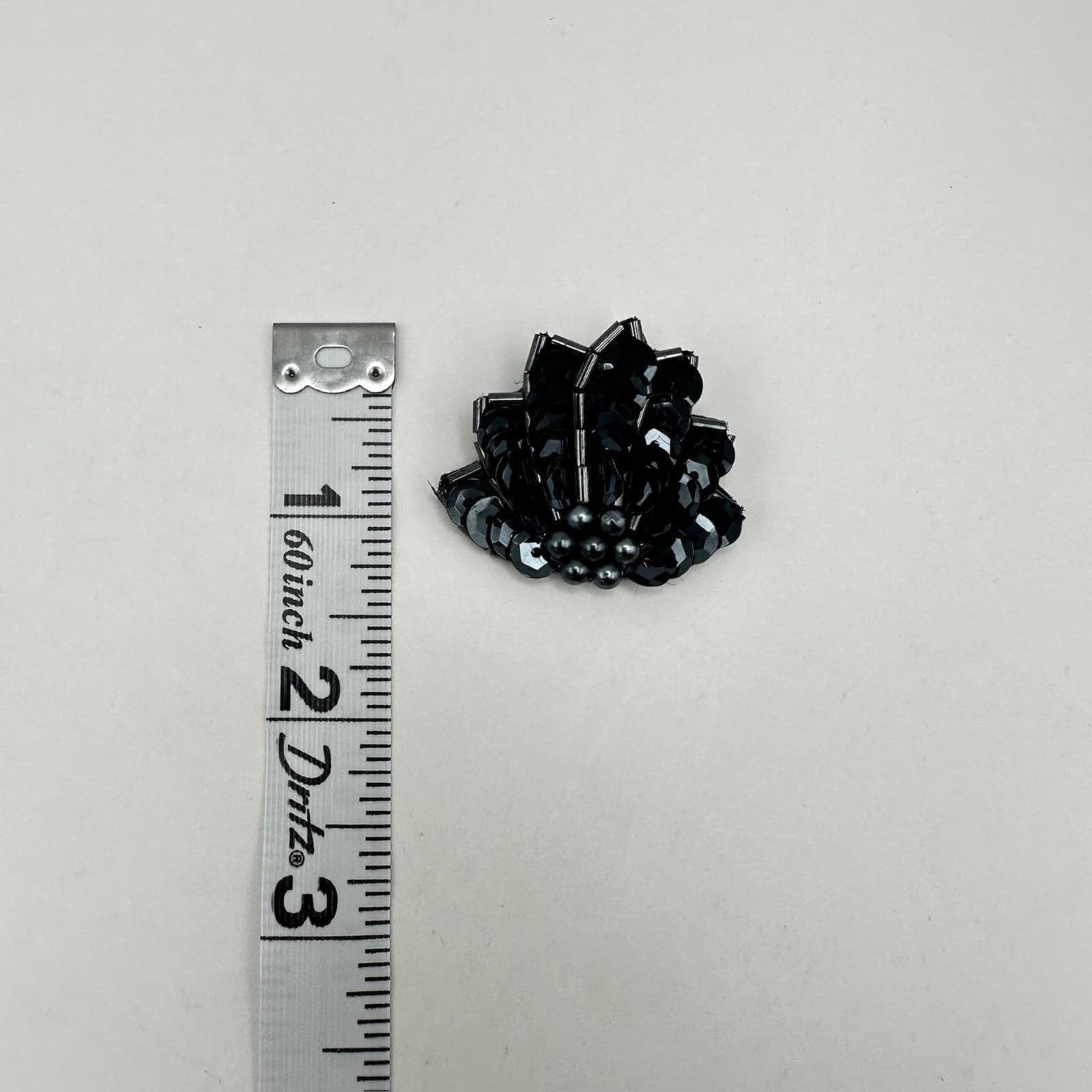 Vintage 80s Black Beaded Sequin Statement Floral Earrings Women's Jewelry - Thumbnail 14