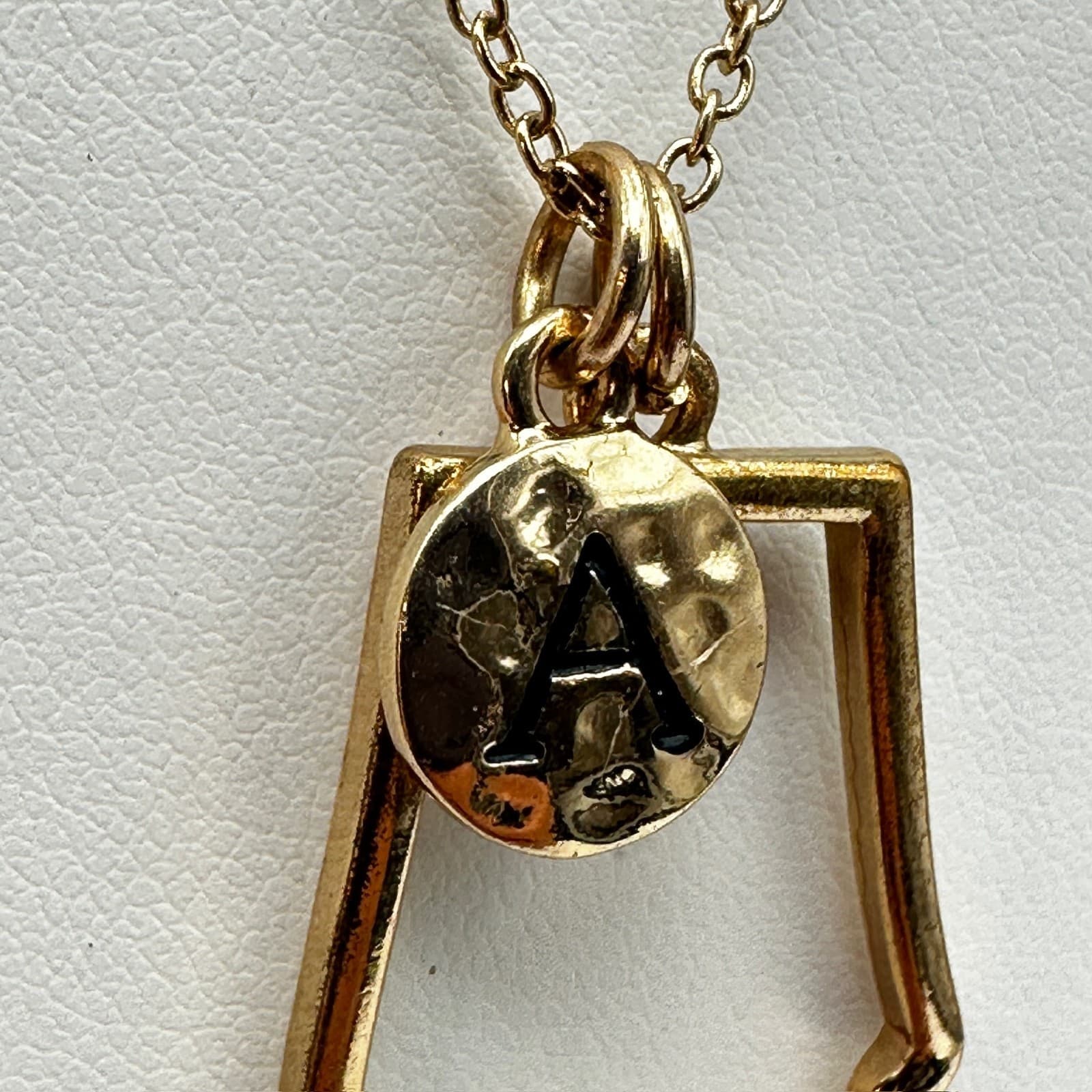 Vintage 90s Alabama State Initial A Necklace Gold Tone Boho Charm Womens Jewelry - Thumbnail 8