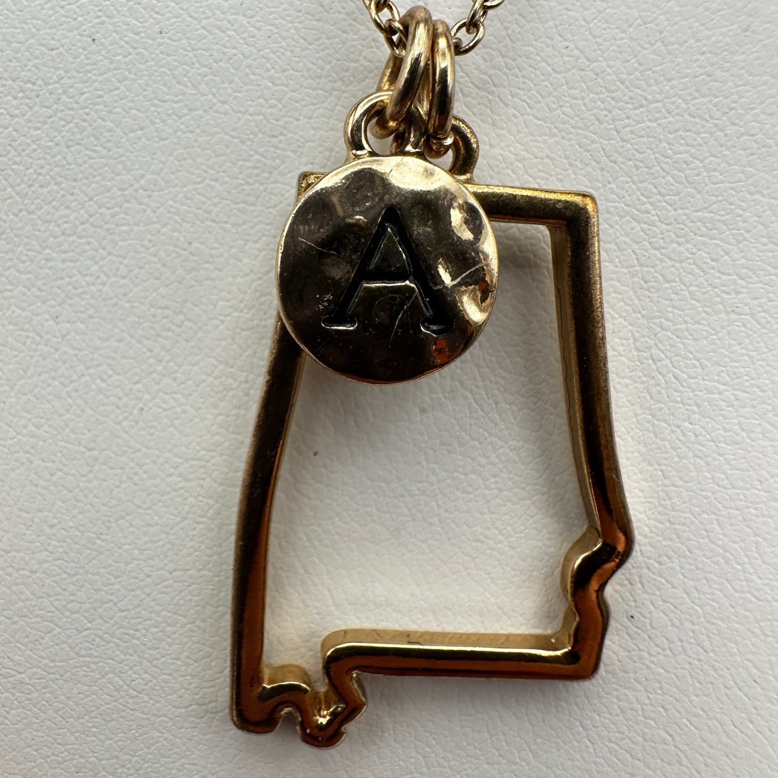 Vintage 90s Alabama State Initial A Necklace Gold Tone Boho Charm Womens Jewelry - Thumbnail 5