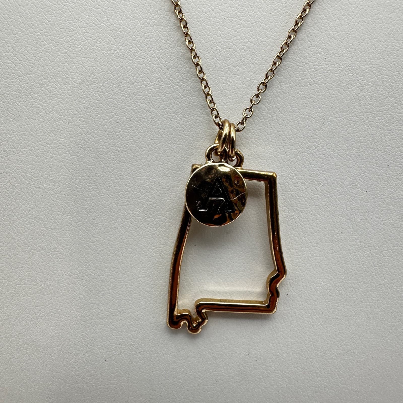 Vintage 90s Alabama State Initial A Necklace Gold Tone Boho Charm Womens Jewelry - Thumbnail 2
