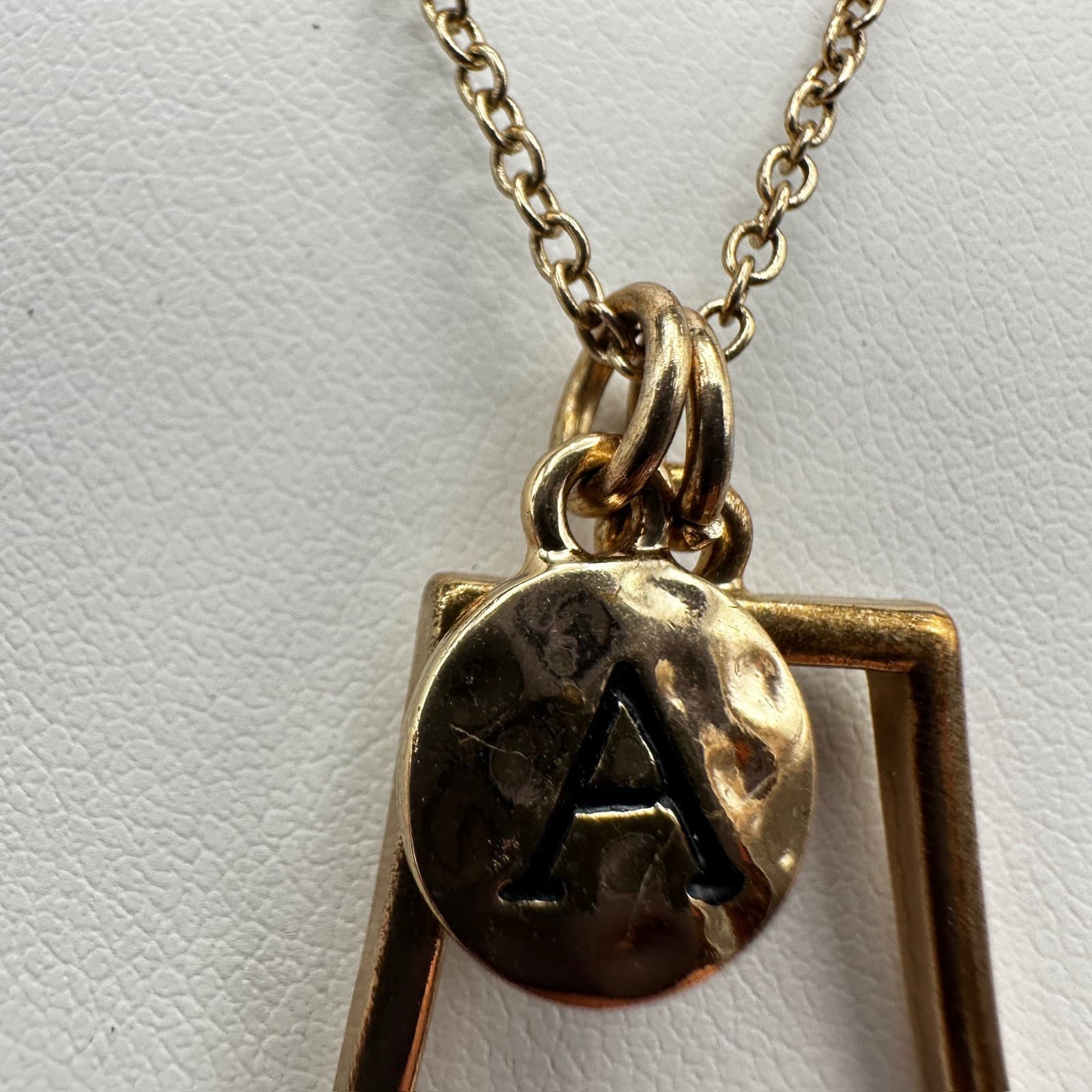 Vintage 90s Alabama State Initial A Necklace Gold Tone Boho Charm Womens Jewelry - Thumbnail 6