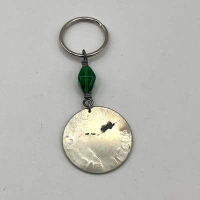 Vintage Austin Maxwell 2000 Personalized Name Keychain Green Bead Silver Tone - Thumbnail 4