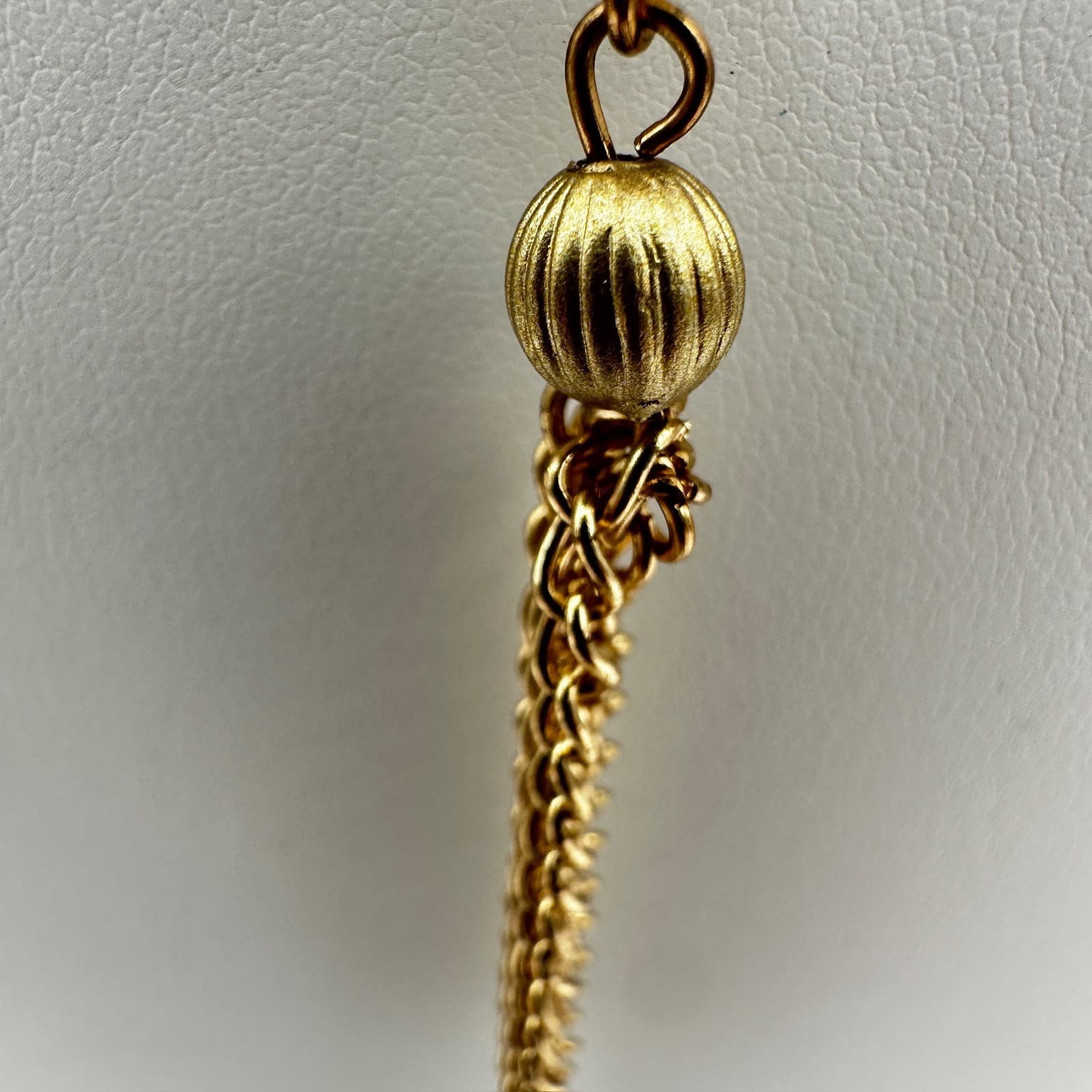 Vintage Y2K Gold Tone Long Tassel Necklace Smoky Amber Glass Bead Boho Jewelry - Thumbnail 5