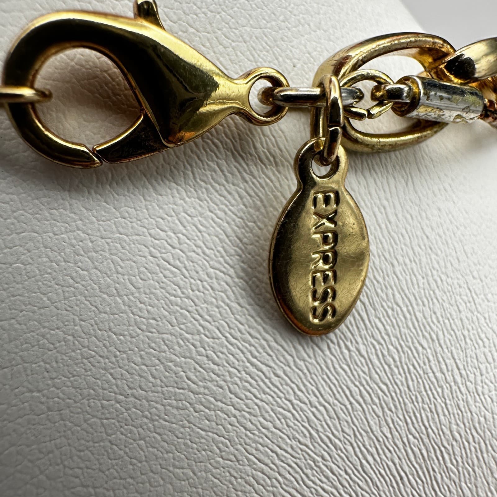 Vintage 90s Express Gold Tone Layered Necklace Compass Medallion Chunky Link - Thumbnail 9